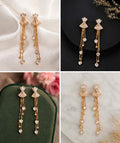 Crystal Heart Tassel Earrings