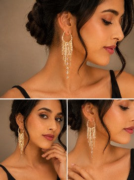 Luxury Crystal Hoop Tassel Earrings