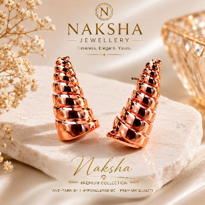 Rose Gold Ribbed Hoop Earrings