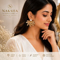Gold Leaf Pearl Stud Earrings