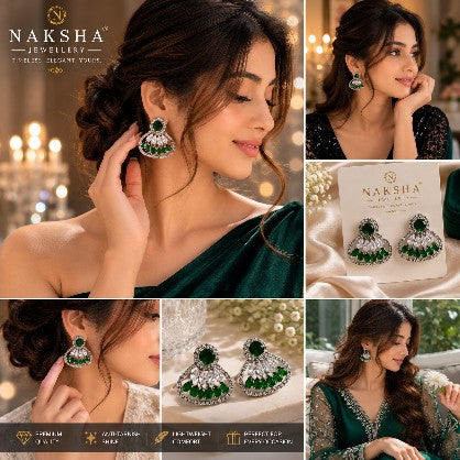Emerald Green CZ Jhumka Earrings