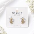 CZ Floral Leaf Stud Earrings