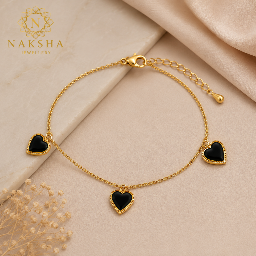 Black Heart Charm Bracelet