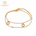 Gold Double Layer Circle Charm Bracelet