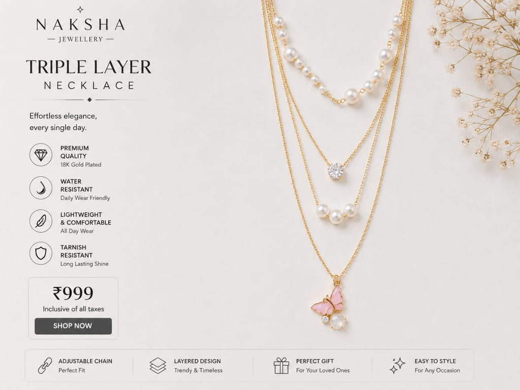 Butterfly Triple Layer Necklace