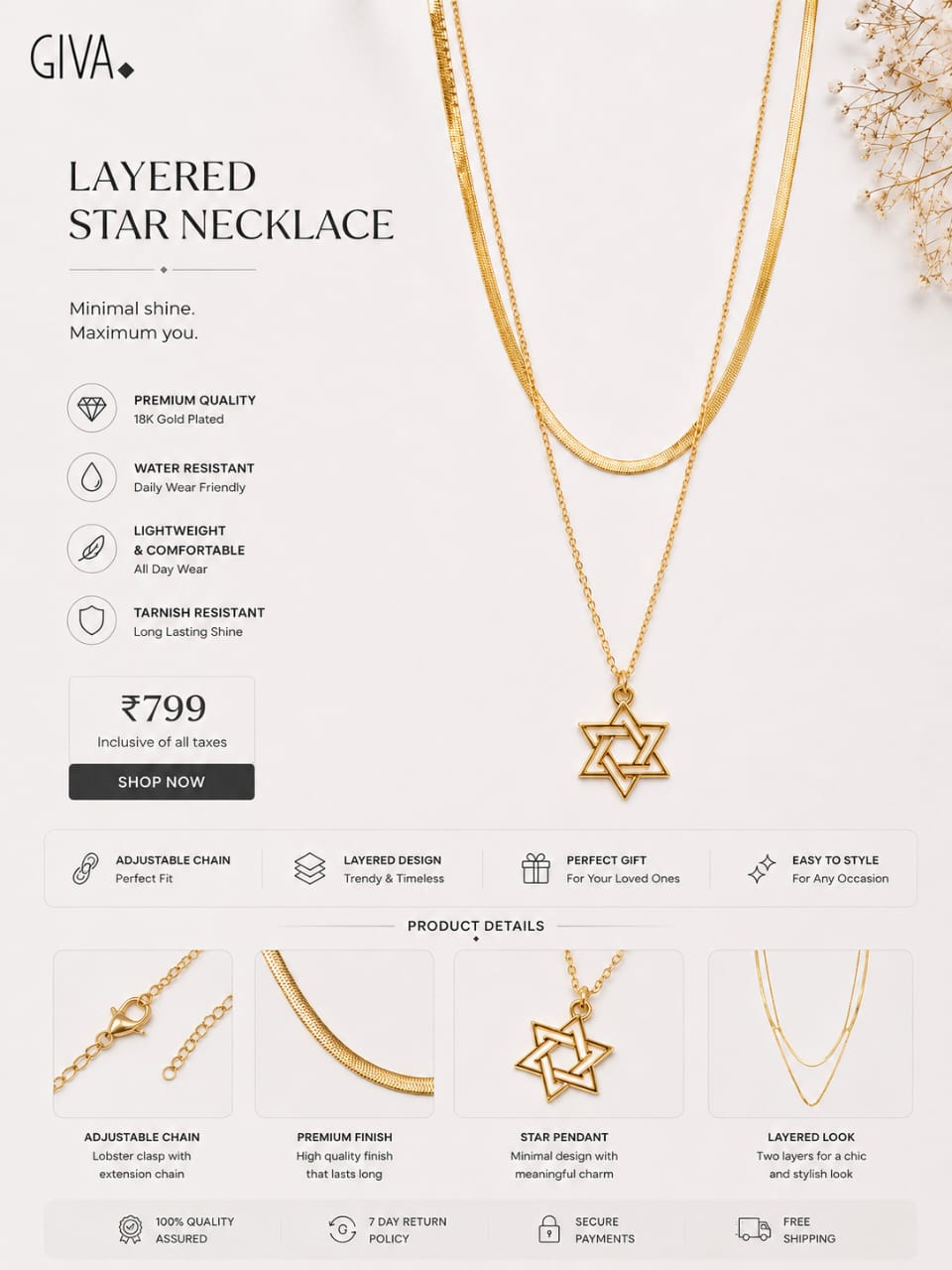 Layered Star Necklace