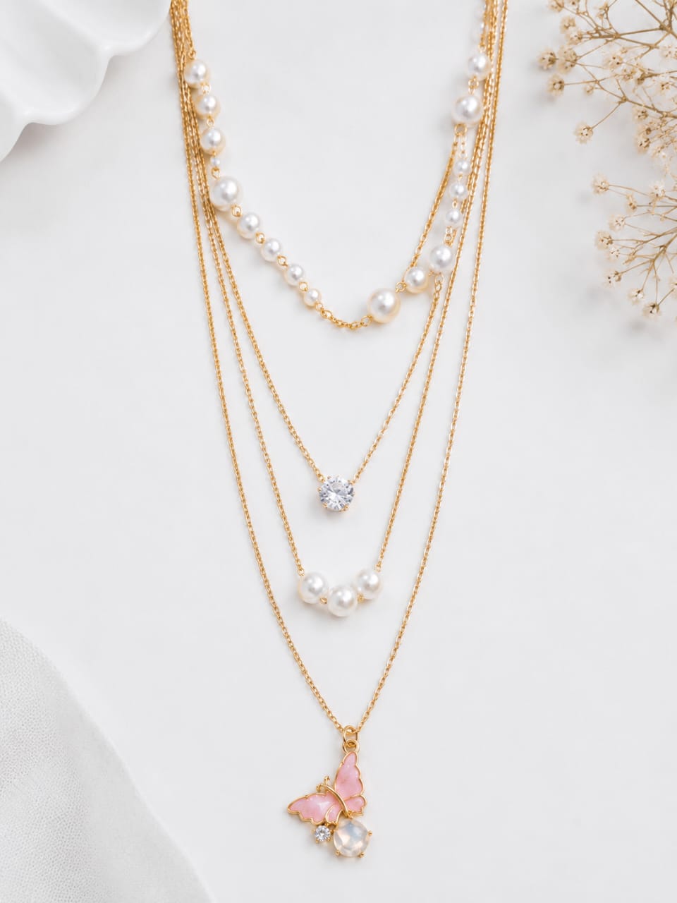 Butterfly Triple Layer Necklace