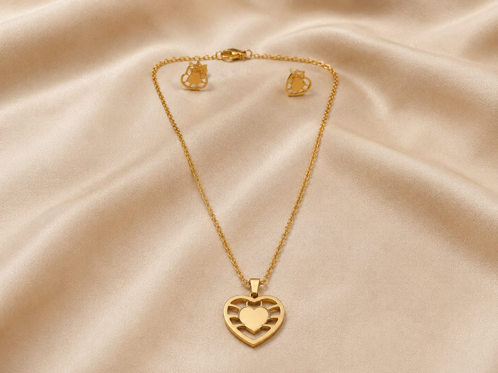 Heart Love Necklace And Earings
