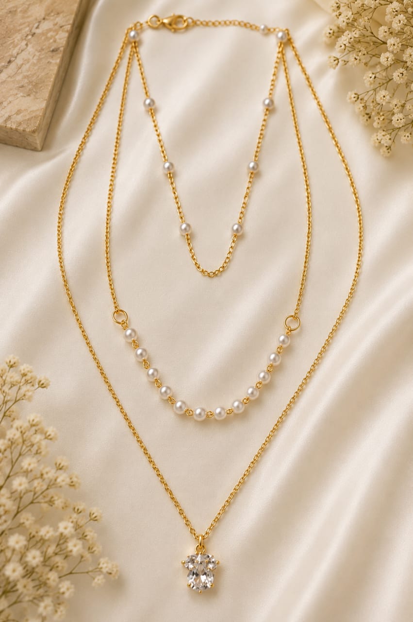 Pearl stone 3 layer pendent