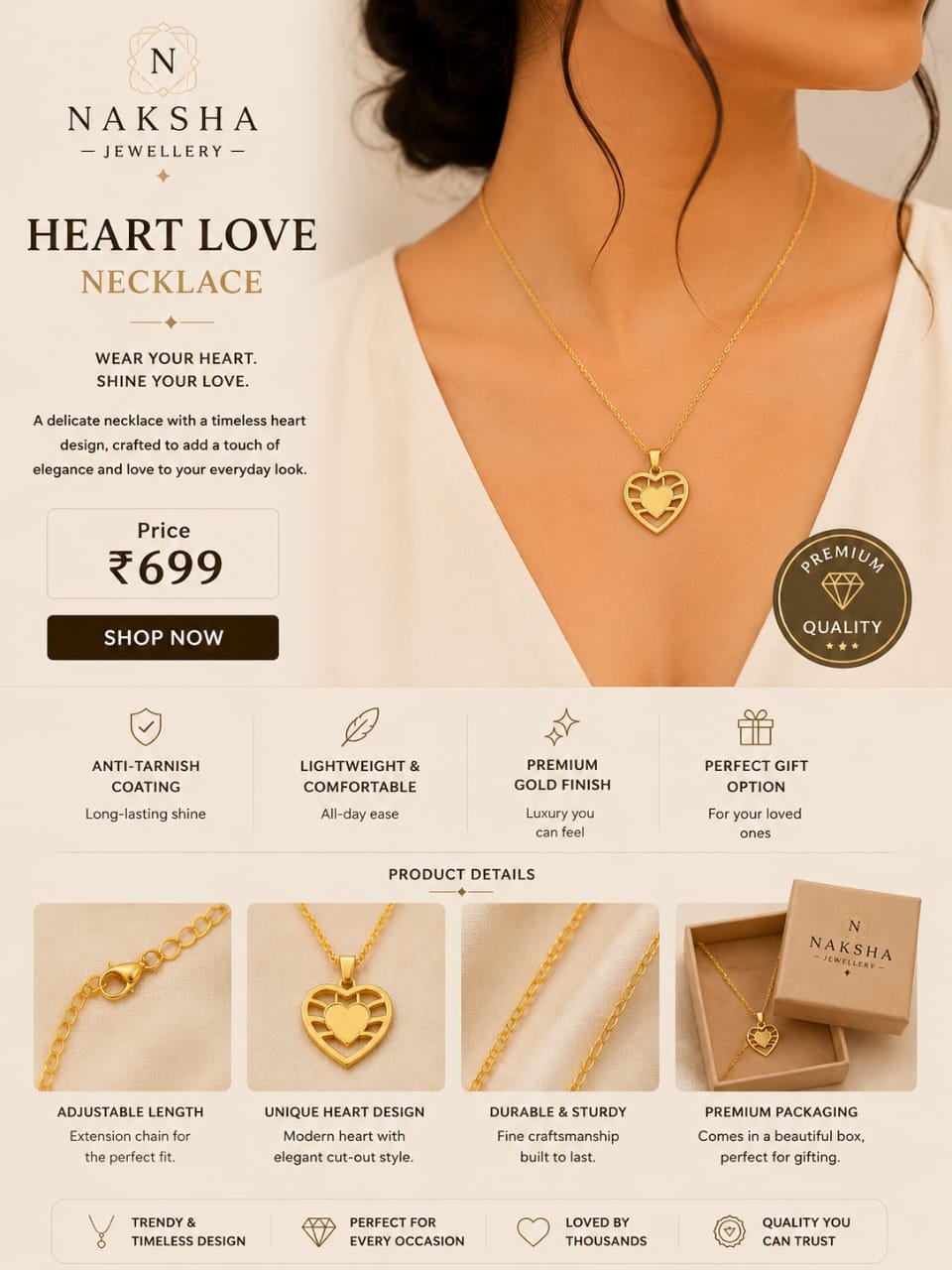 Heart Love Necklace And Earings