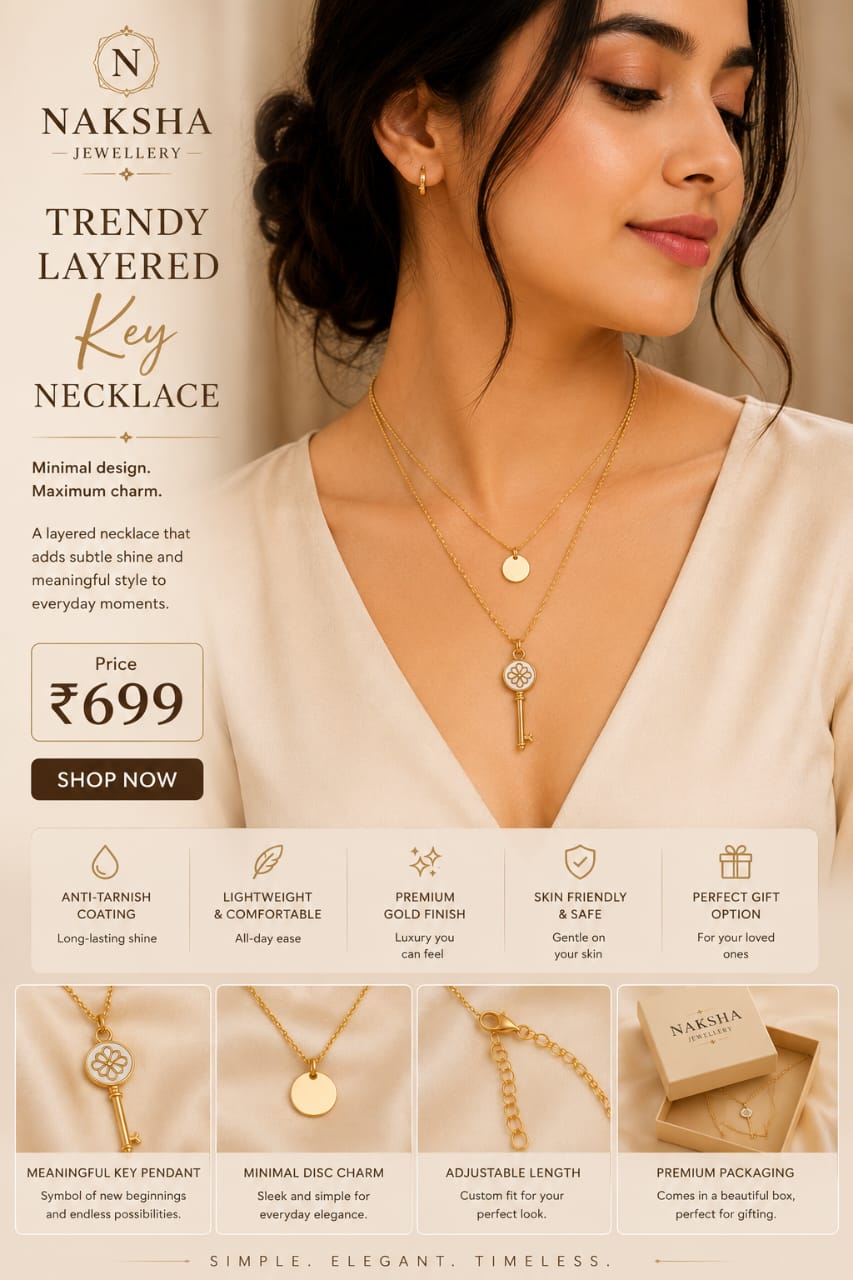 Trendy Layered Key Necklace