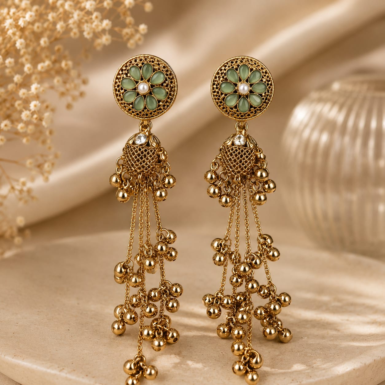 Mint Bloom Earings