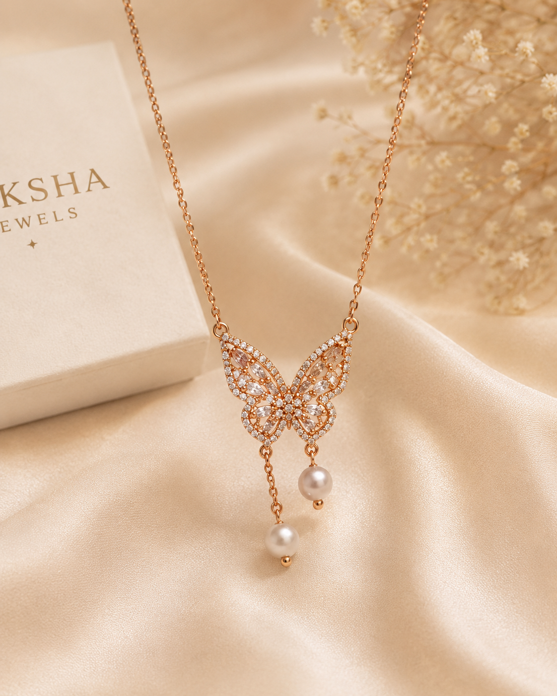 Naksha Butterfly Pearl lariats Necklace