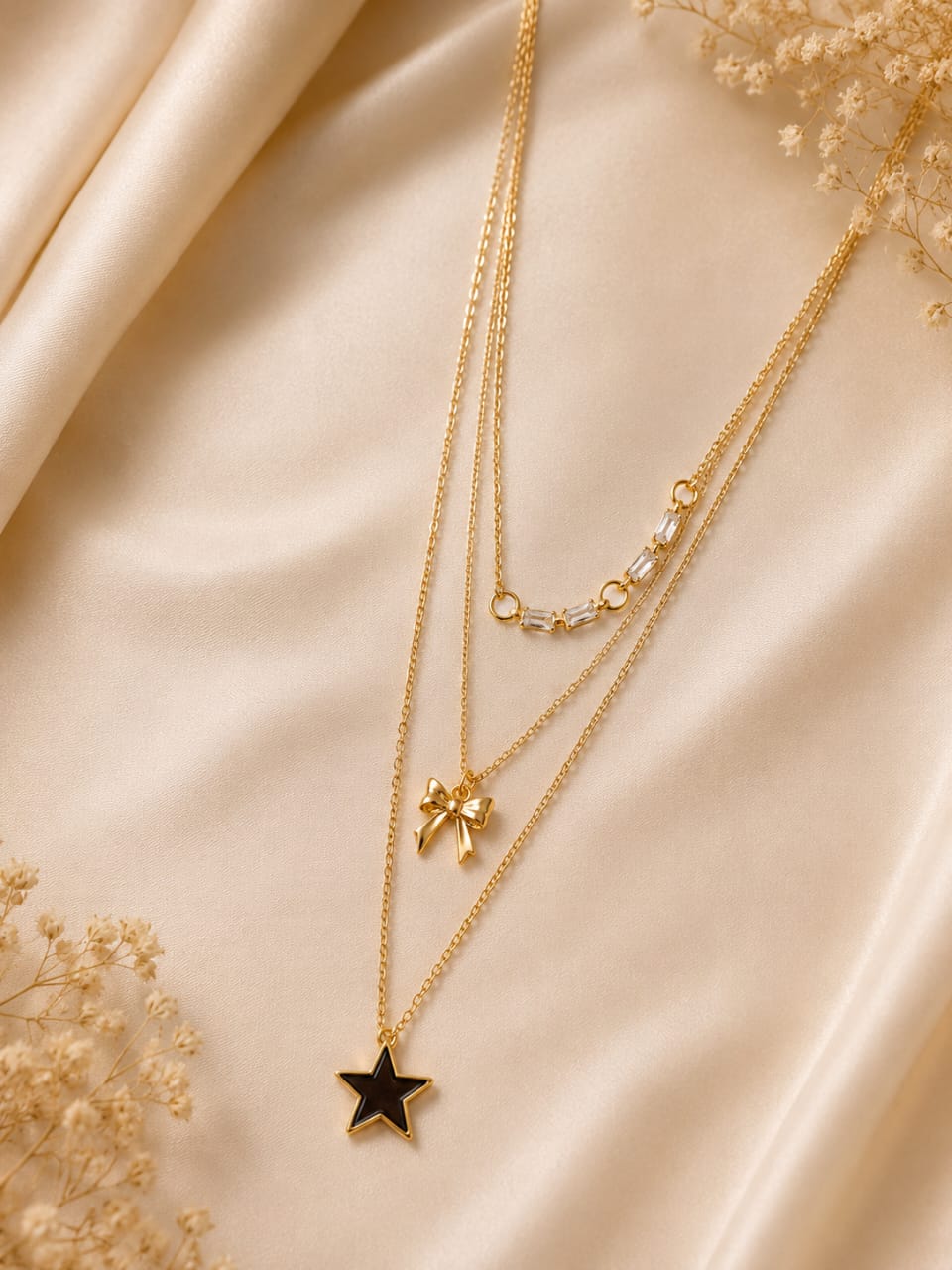 Triple Charm Layered Necklace