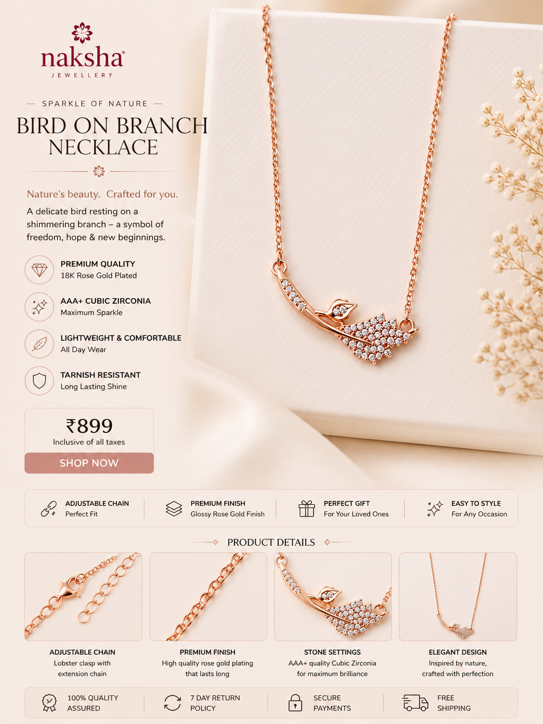 Bird of Branch Necklace