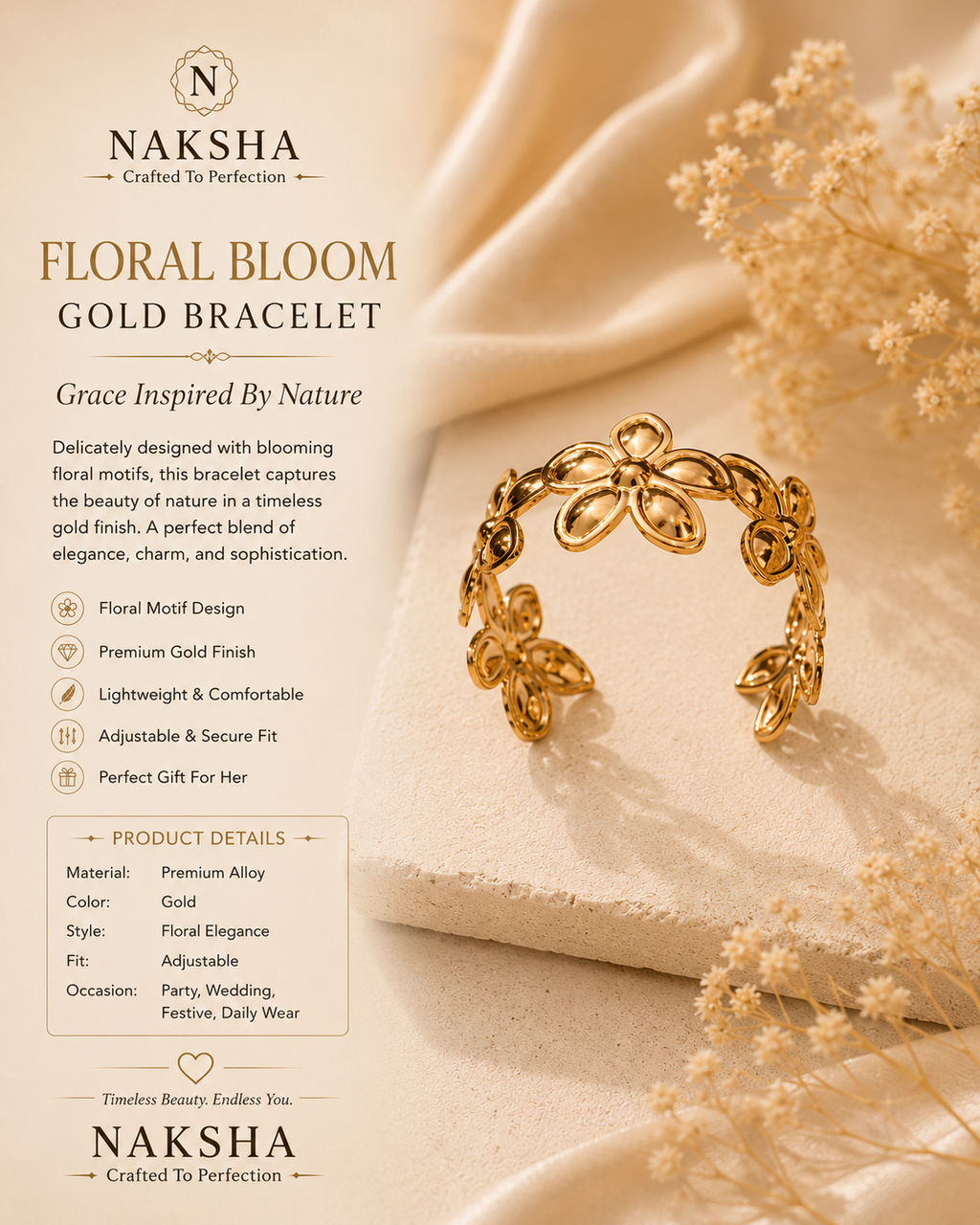Floral Bloom Gold Bracelet