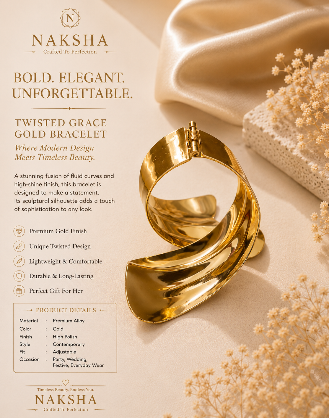 Twisted Grace Gold Bracelet