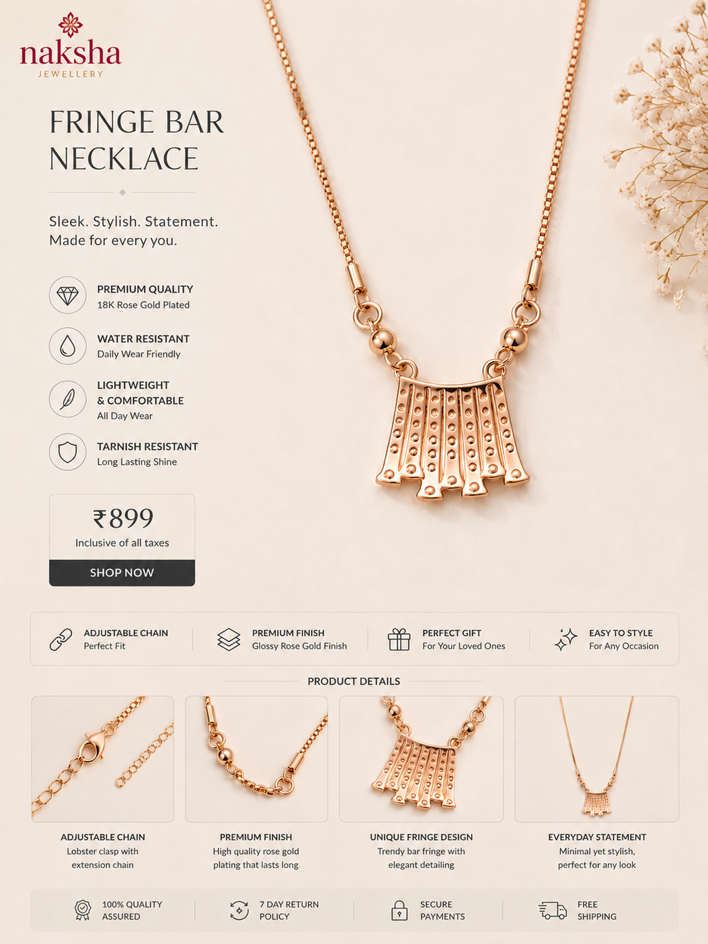 Fringe Bar Necklace